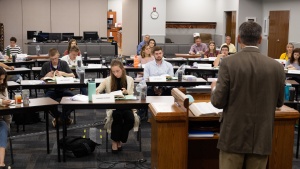 Frank Dunkle talks to the ABC class during this year’s orientation.