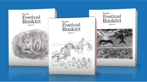 A set of three youth festival activity booklets