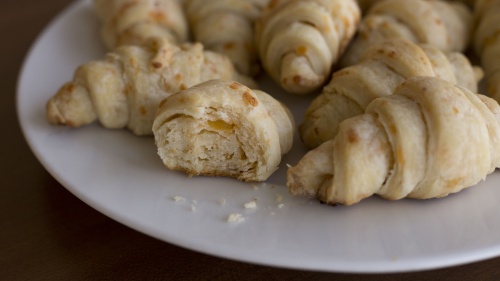 Butterhorns with cheddar cheese. 