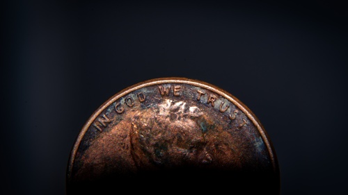 The front of a penny.