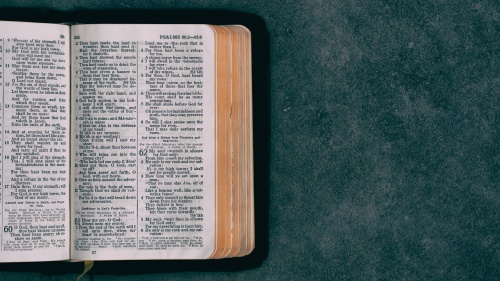 a Bible open to a chapter in Psalms