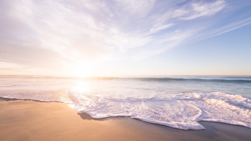 The shoreline of the ocean.