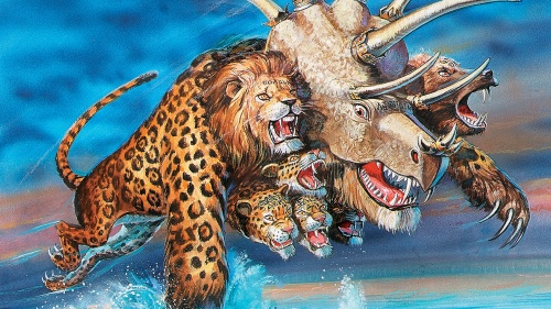 Artist illustration of the beast mentioned in Revelation 13.