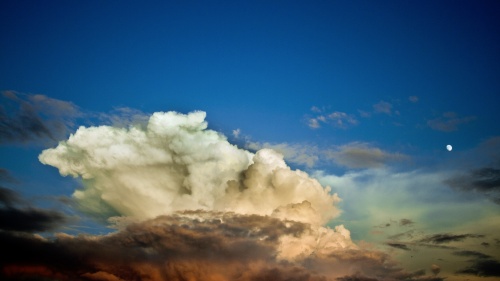 The upper atmosphere with the clouds.