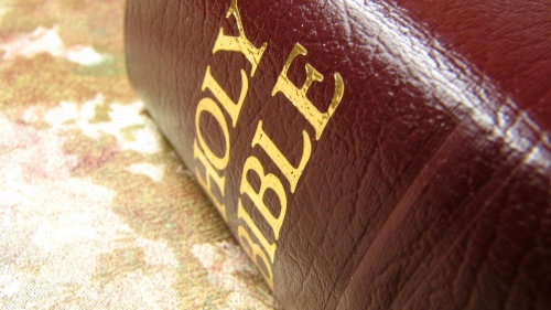 Closeup of a Bible.