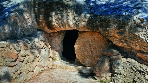 A tomb in a hill.