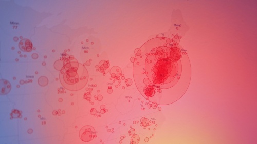Map showing the spread of coronavirus across the U.S.