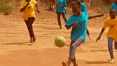 a group of girls playing sports outside