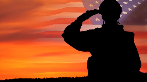 A solider saluting.