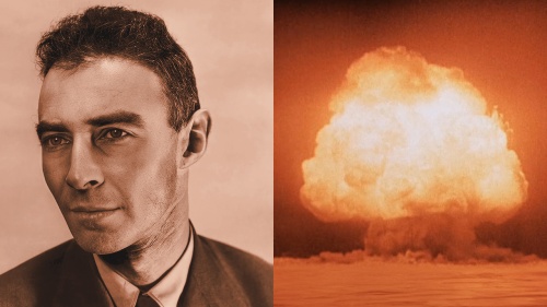 Dr. Robert Oppenheimer, left, led the pivotal effort to develop the atomic bomb, first tested July 16, 1945.