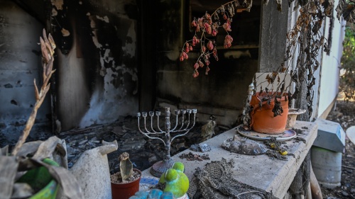 A burnt house.