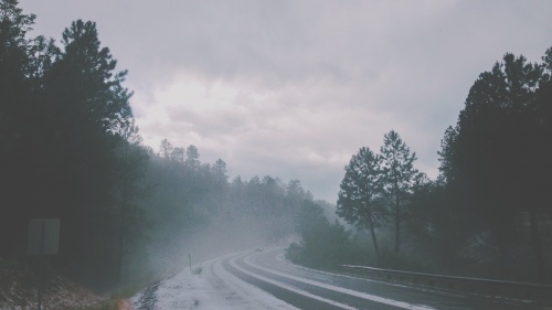 A snow covered road.