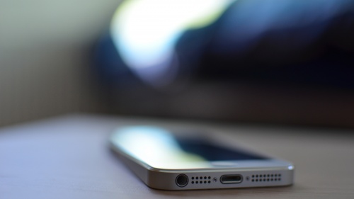 Smartphone laying on a table.