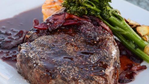 Steak on a plate.