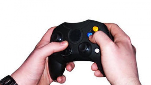 hands holding video game controller