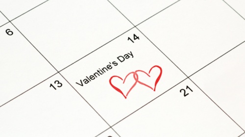 Valentine's Day on February 14 calendar.