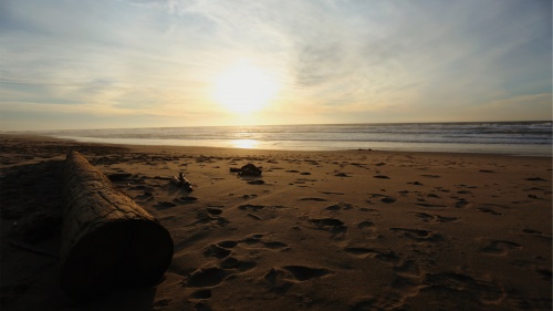 Sunset over a beach.