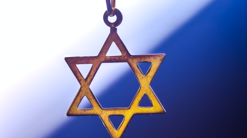 A star of David on a chain.