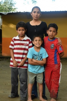 Woman with three children