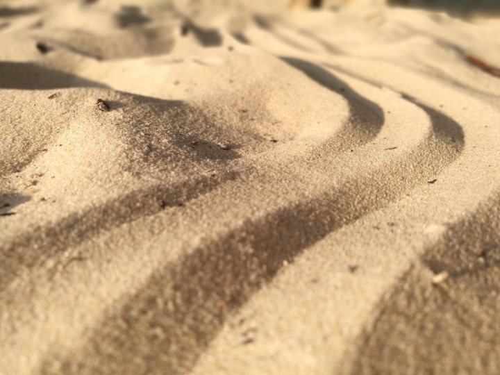 an expanse of sand with lines drawn across it