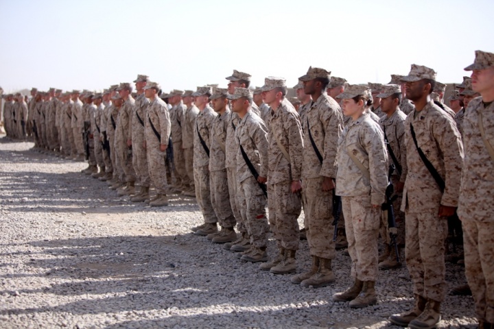 Marines stand in formation