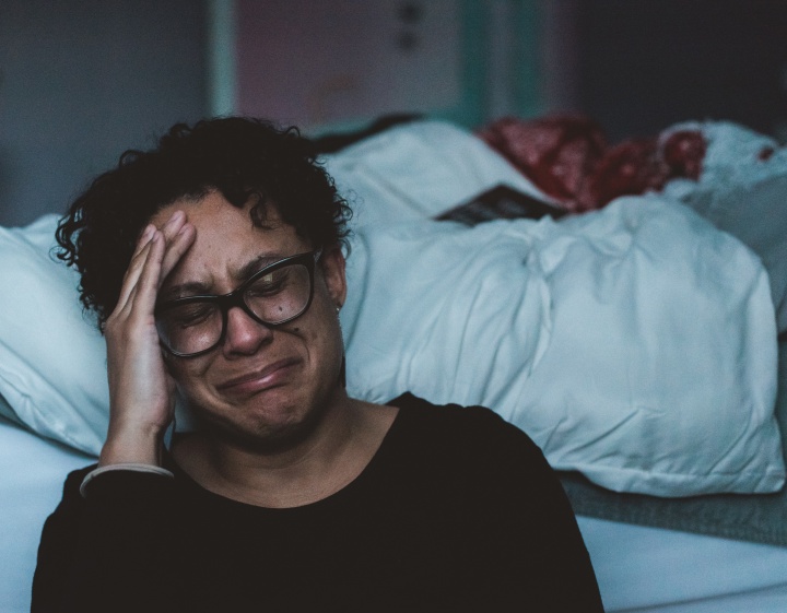 Woman crying.