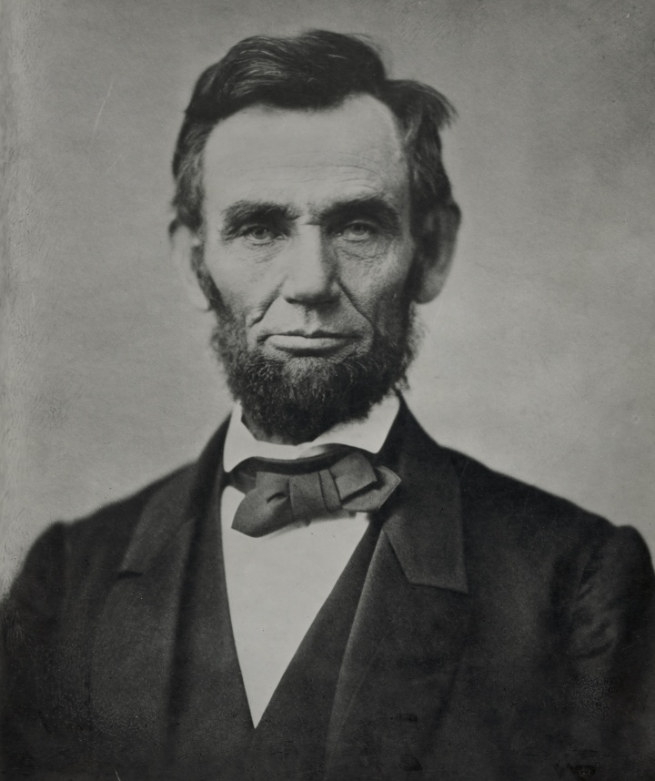 Abraham Lincoln, head-and-shoulders portrait, facing front.