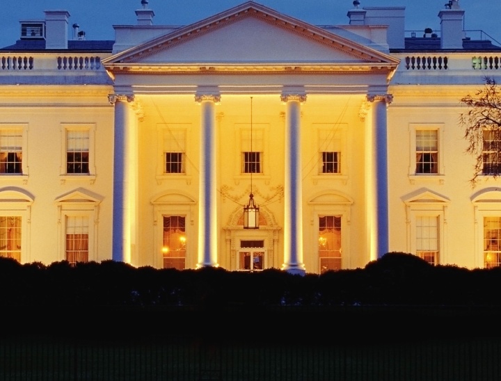 The White House a night time.