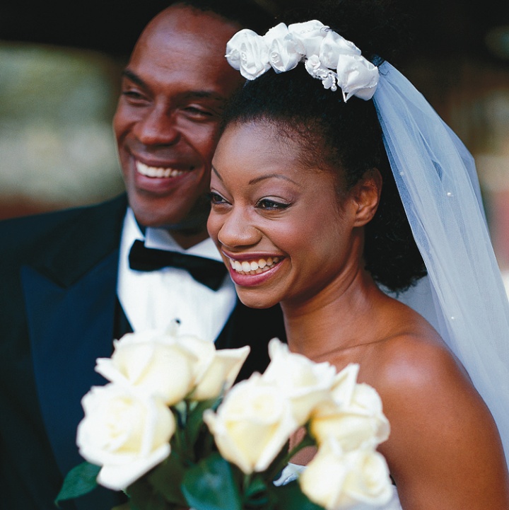 A couple on their wedding day.