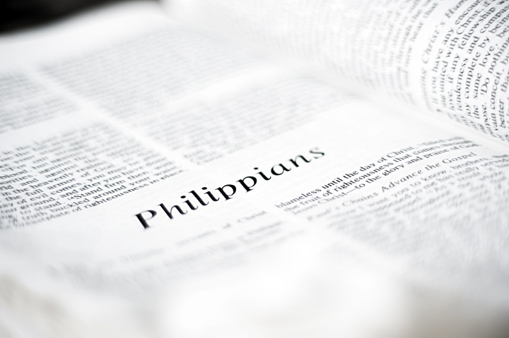 A Bible opened to the book of Philippians