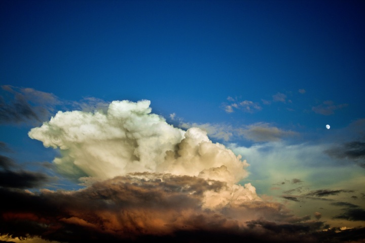 The upper atmosphere with the clouds.