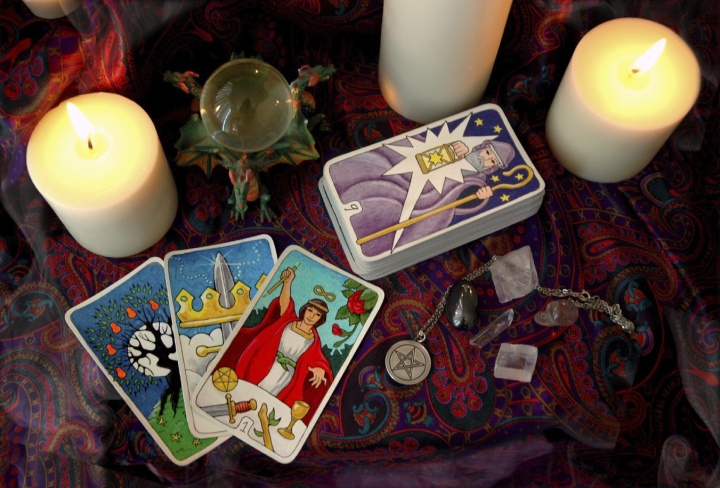 Tarot cards and candles