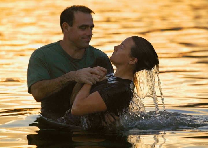 Photos illustration of the baptism processes.