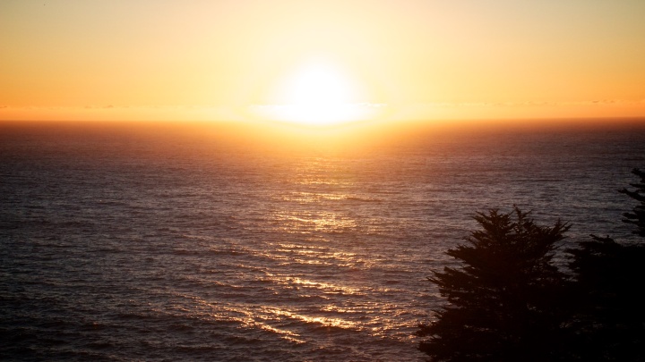 Sunset over a lake.