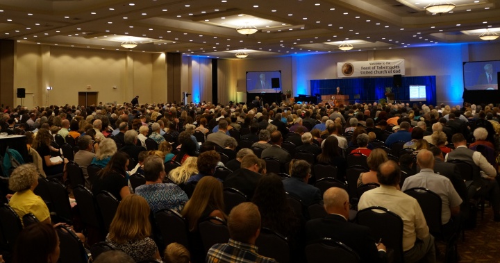 People attend the Feast of Tabernacles in Panama City Beach, Florida.