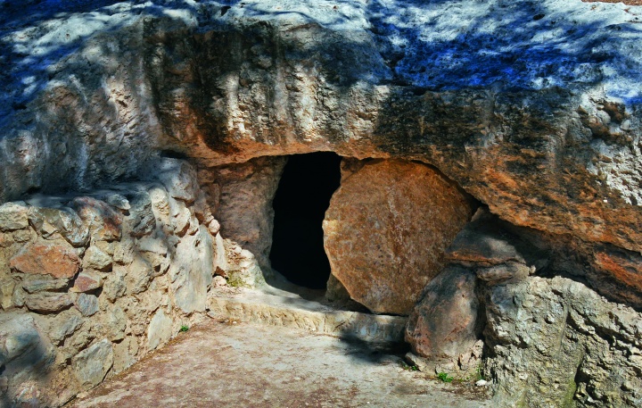 A tomb in a hill.