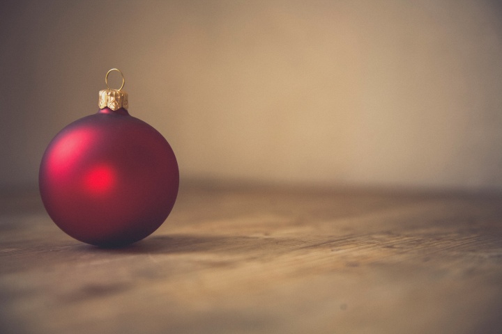 A red christmas ball ornament. 