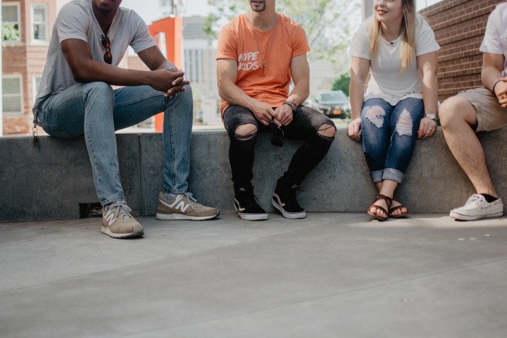 A group of adults talking.