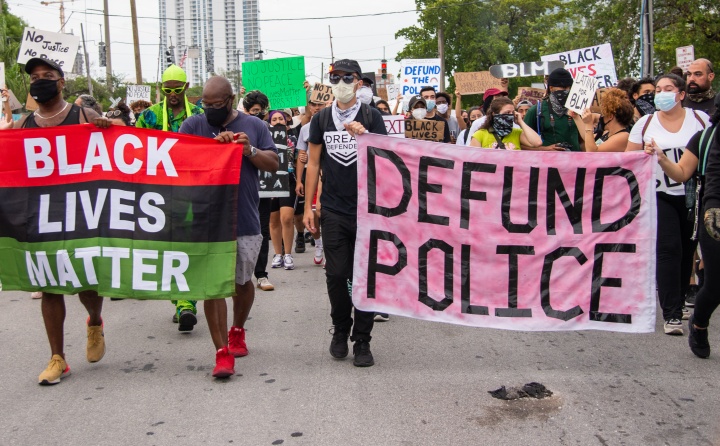 Black Lives Matter supporters protest June 7, 2020, in Miami, Florida.