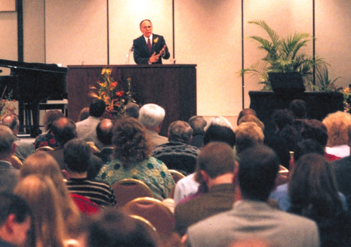 People sitting during church service.