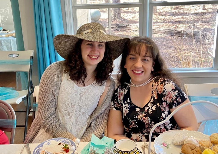 Two women in attendance at the tea party