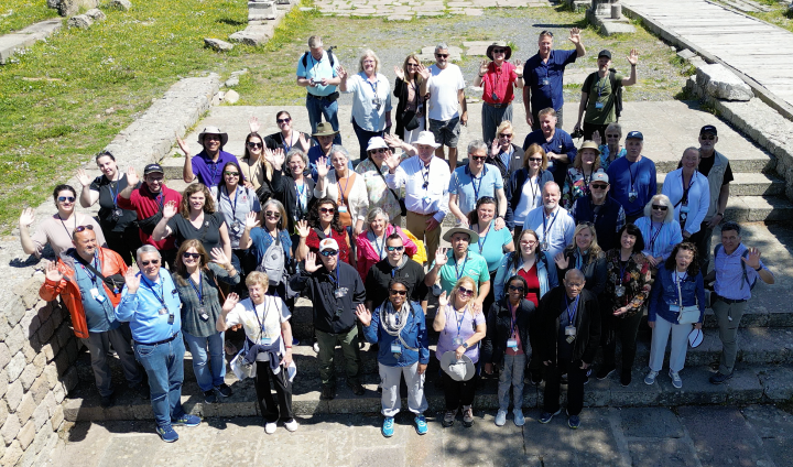 The tour group gathered for a photo in Pergamon.