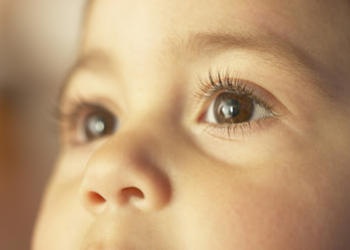 A child's eyes up close.