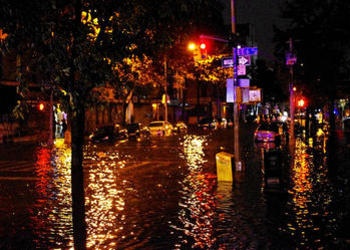 Flooded street from Hurricane Sandy.
