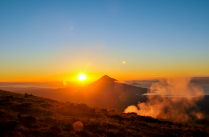 Sunrise over a mountain.