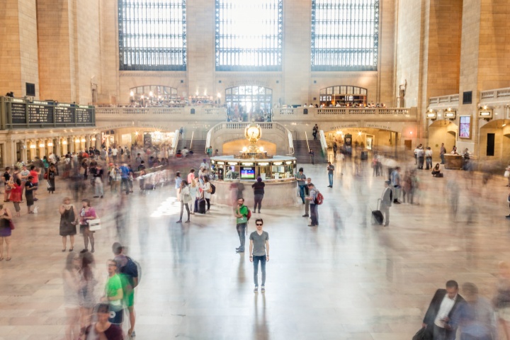 People inside a train station.