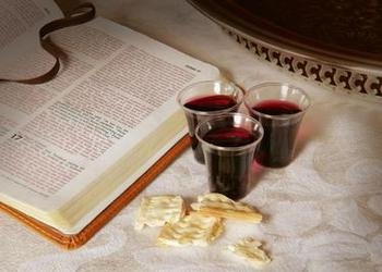 A Bible, unleavened bread and wine