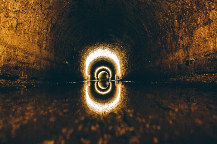 Light inside a tunnel.