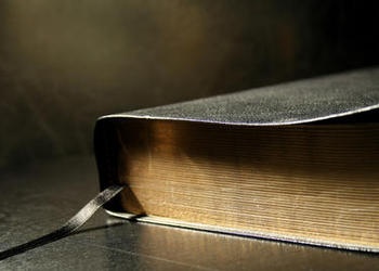 Bible on a table.