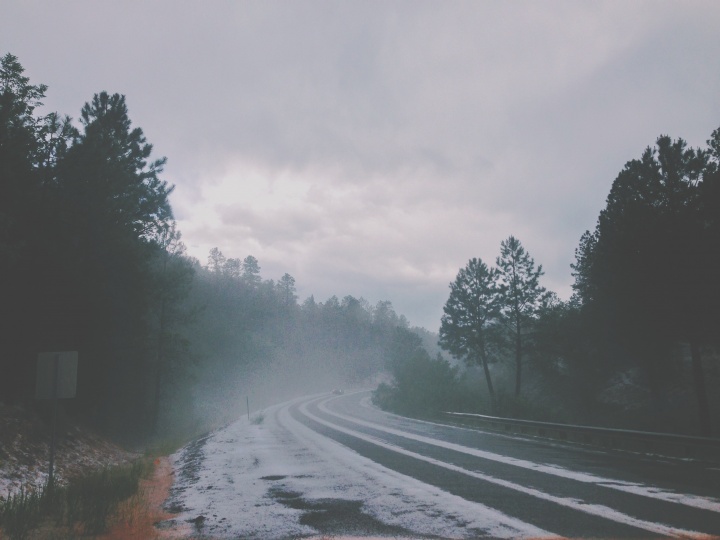 A snow covered road.